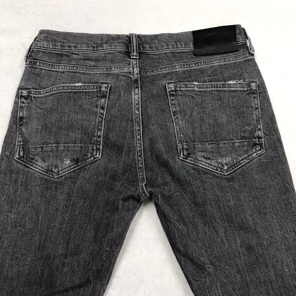 ALL SAINTS Raveline Cigarette Jean Men 30x32 Gray Distress Taper Stretch Denim